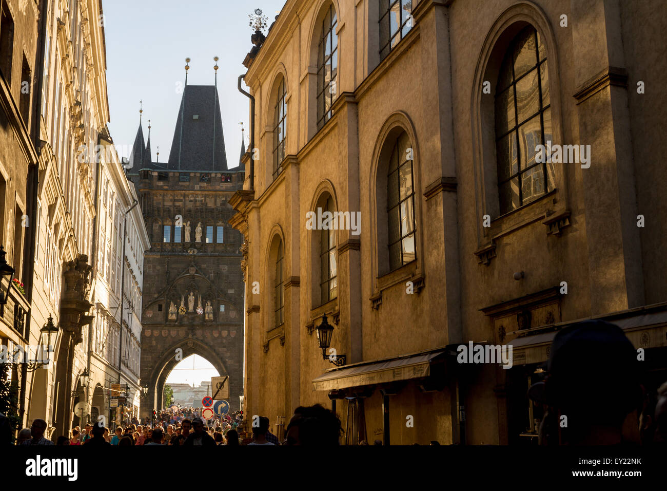 Sunset in Karlova street, Prague, Czech Republic Stock Photo