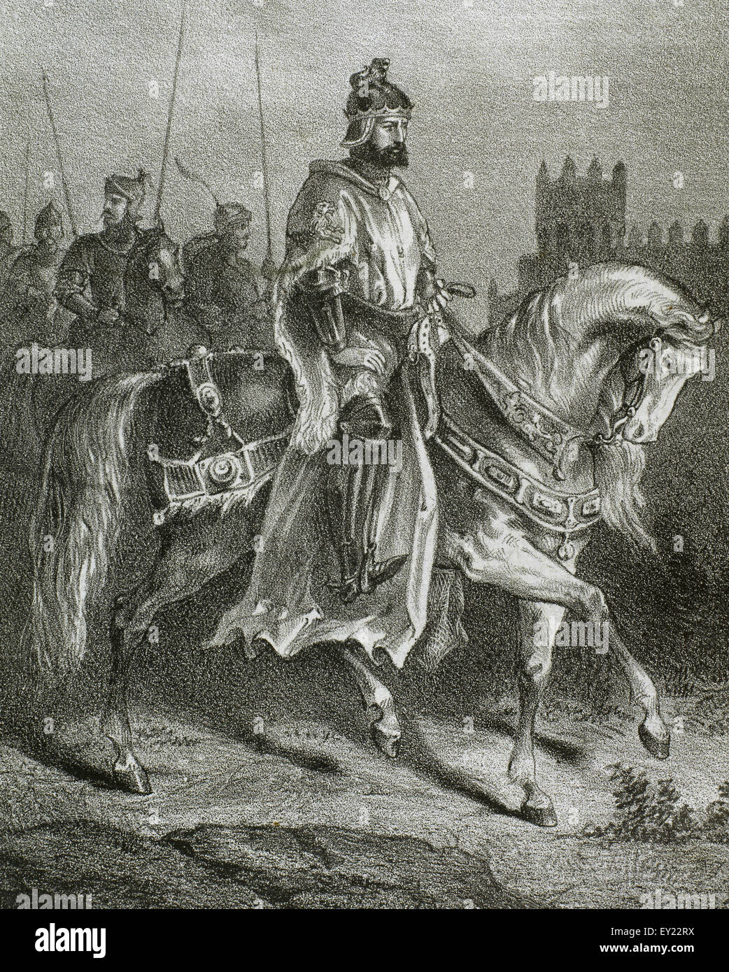 Ferdinand II (c.1137-1188). King of Leon. Fernando II on horseback ...