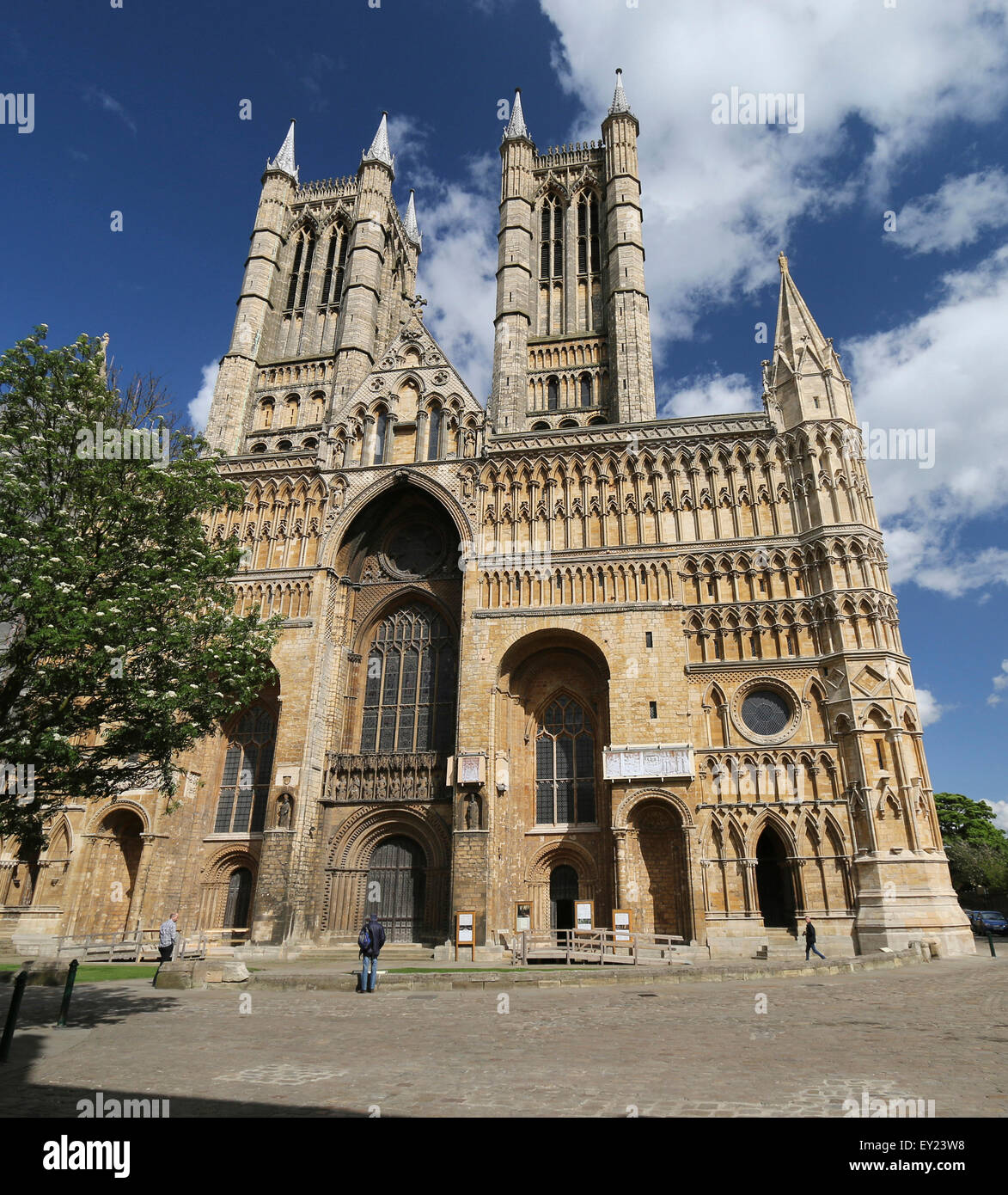 West facade of Lincoln Cathedral, Lincolnshire, England, UK Stock Photo