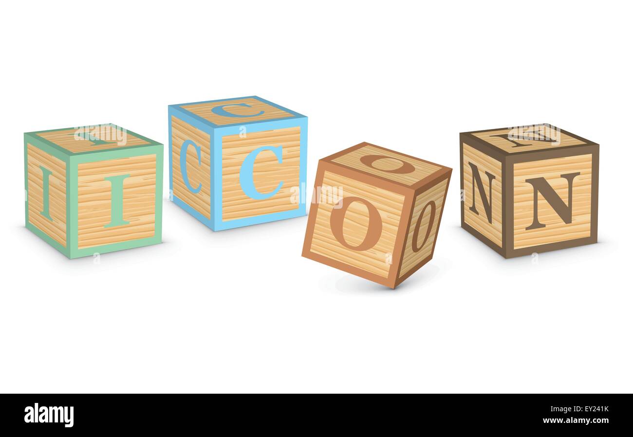 ICON written with alphabet blocks - vector illustration Stock Vector ...