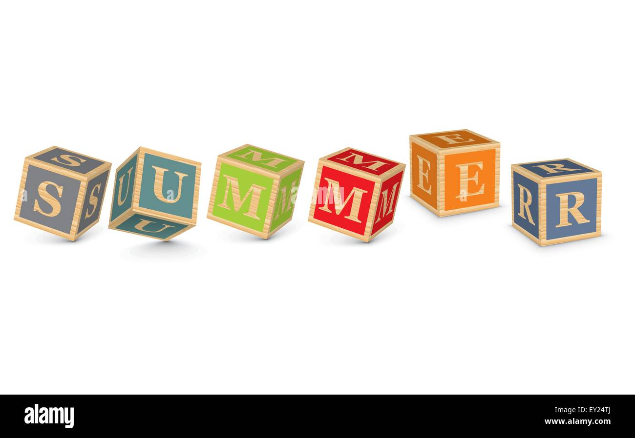 SUMMER written with alphabet blocks - vector illustration Stock Vector ...