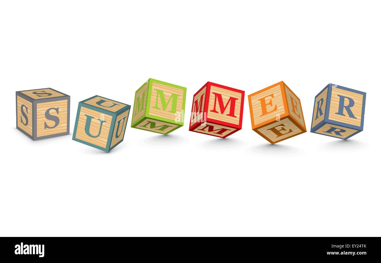 SUMMER written with alphabet blocks - vector illustration Stock Vector ...