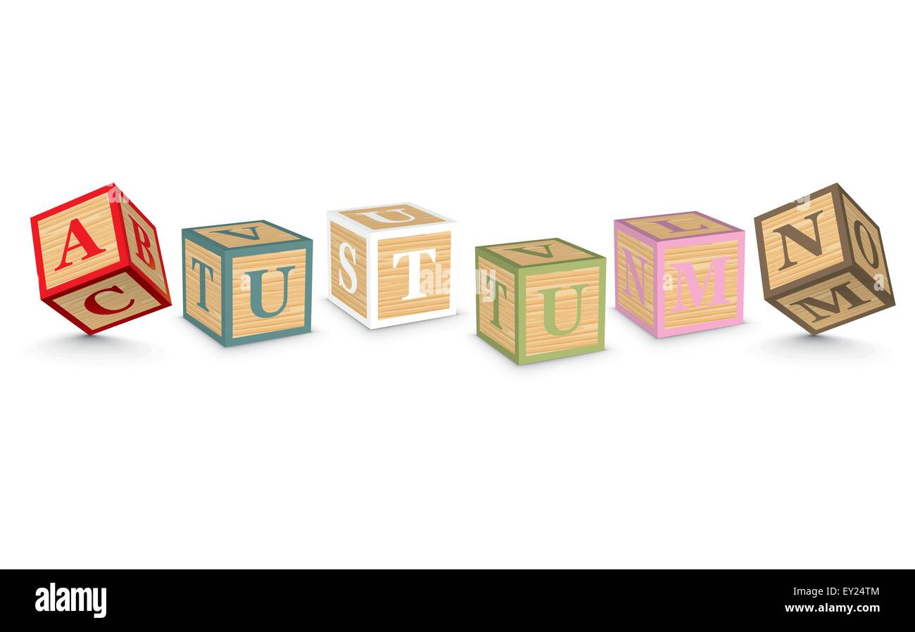 AUTUMN written with alphabet blocks - vector illustration Stock Vector ...