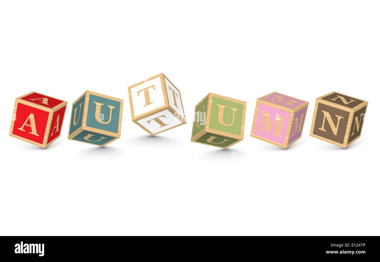 AUTUMN written with alphabet blocks - vector illustration Stock Vector ...