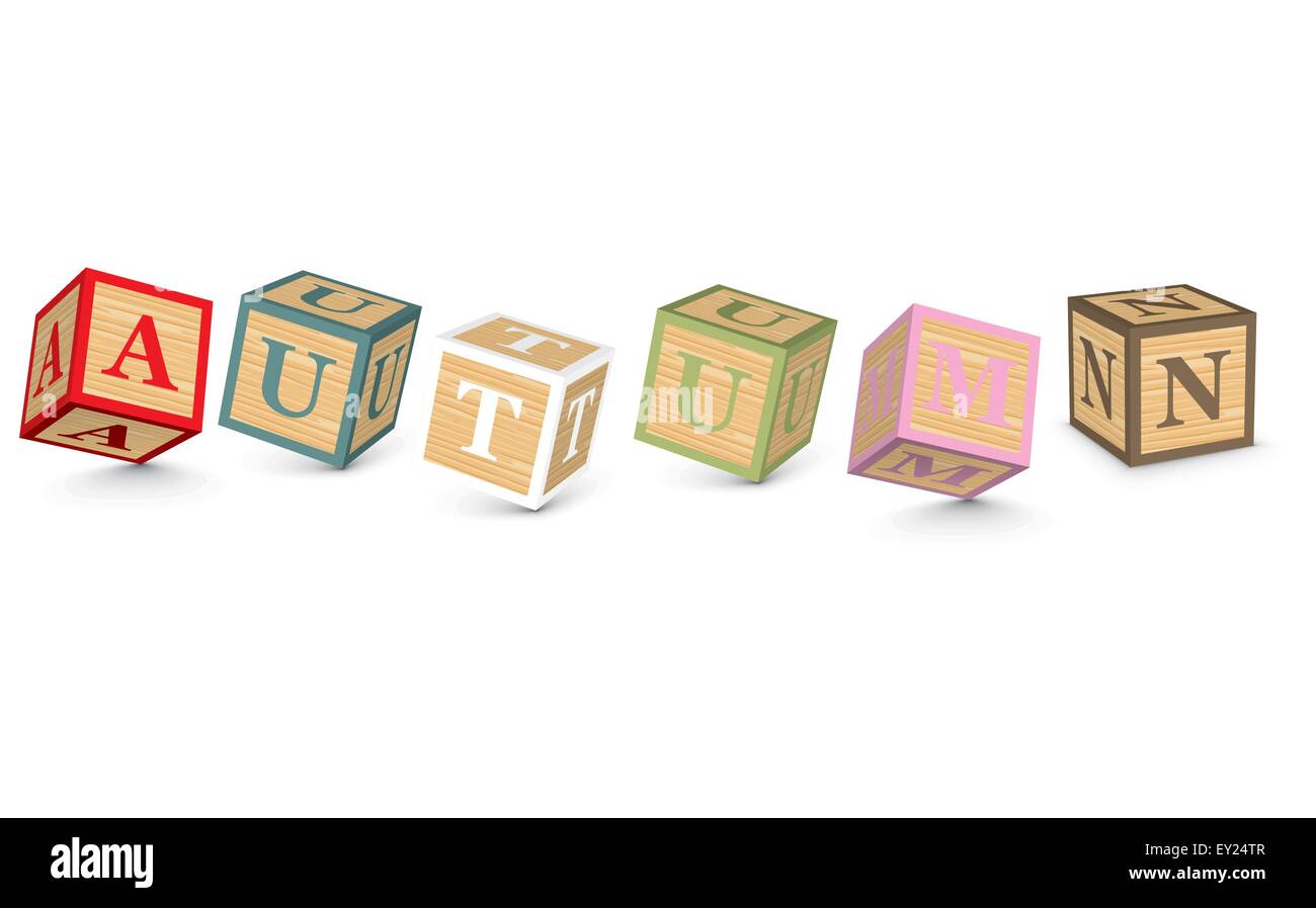 AUTUMN written with alphabet blocks - vector illustration Stock Vector ...