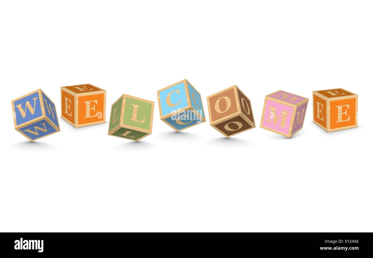 WELCOME written with alphabet blocks - vector illustration Stock Vector