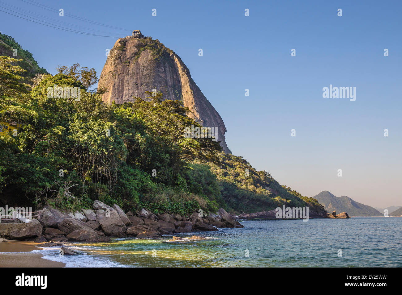 View of beach and sugarloaf mountain, Rio De Janeiro, Brazil Stock Photo