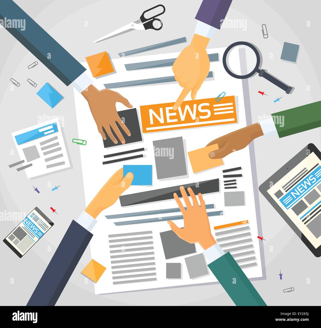 News Editor Desk Workspace, Making Newspaper Creating Arcticle Stock