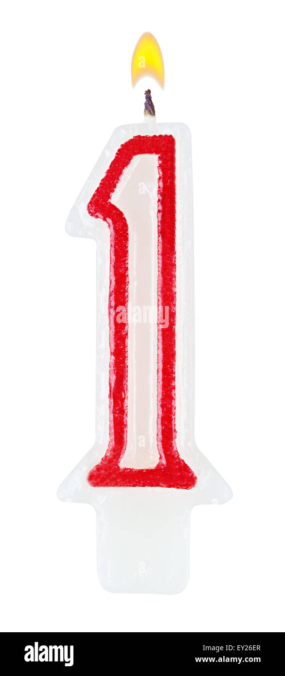 Birthday candles number one isolated on white Stock Photo