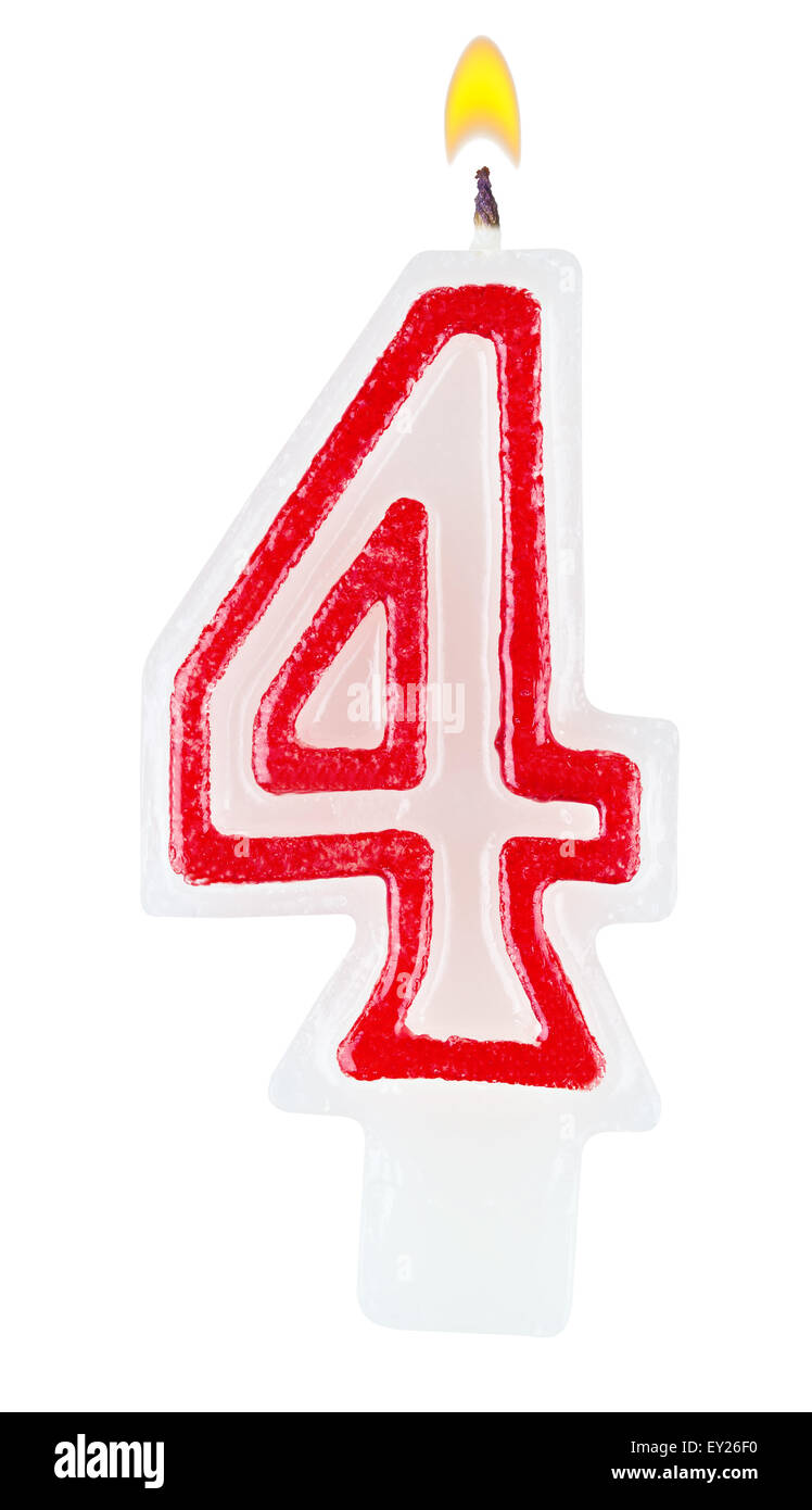 Birthday candles number four isolated on white Stock Photo Alamy