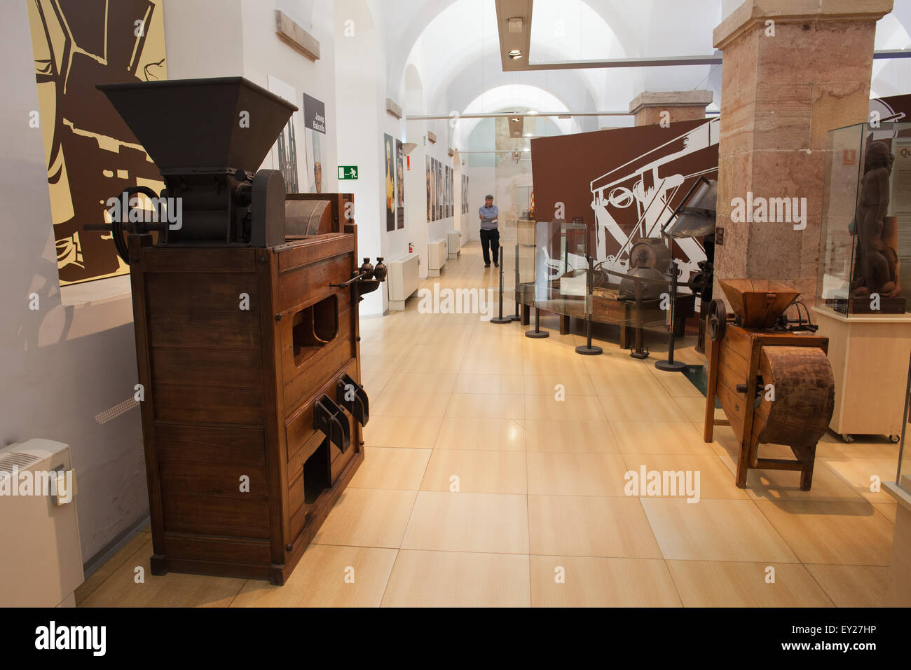 Cocoa beans processing machines in Chocolate Museum Museu de la