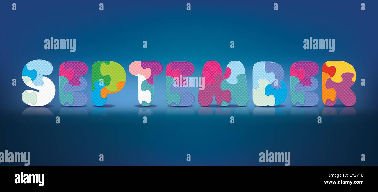 SEPTEMBER written with alphabet puzzle - vector illustration Stock ...