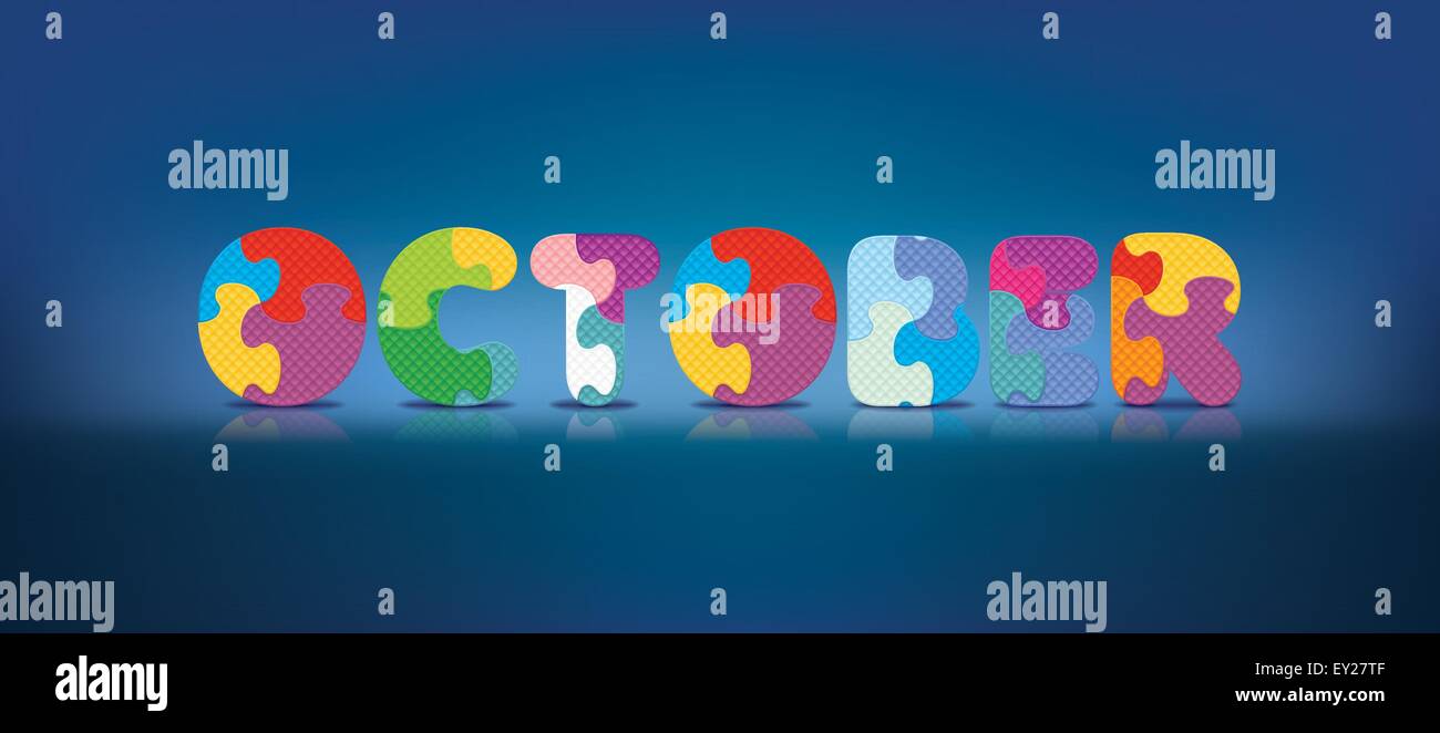 OCTOBER written with alphabet puzzle - vector illustration Stock Vector ...