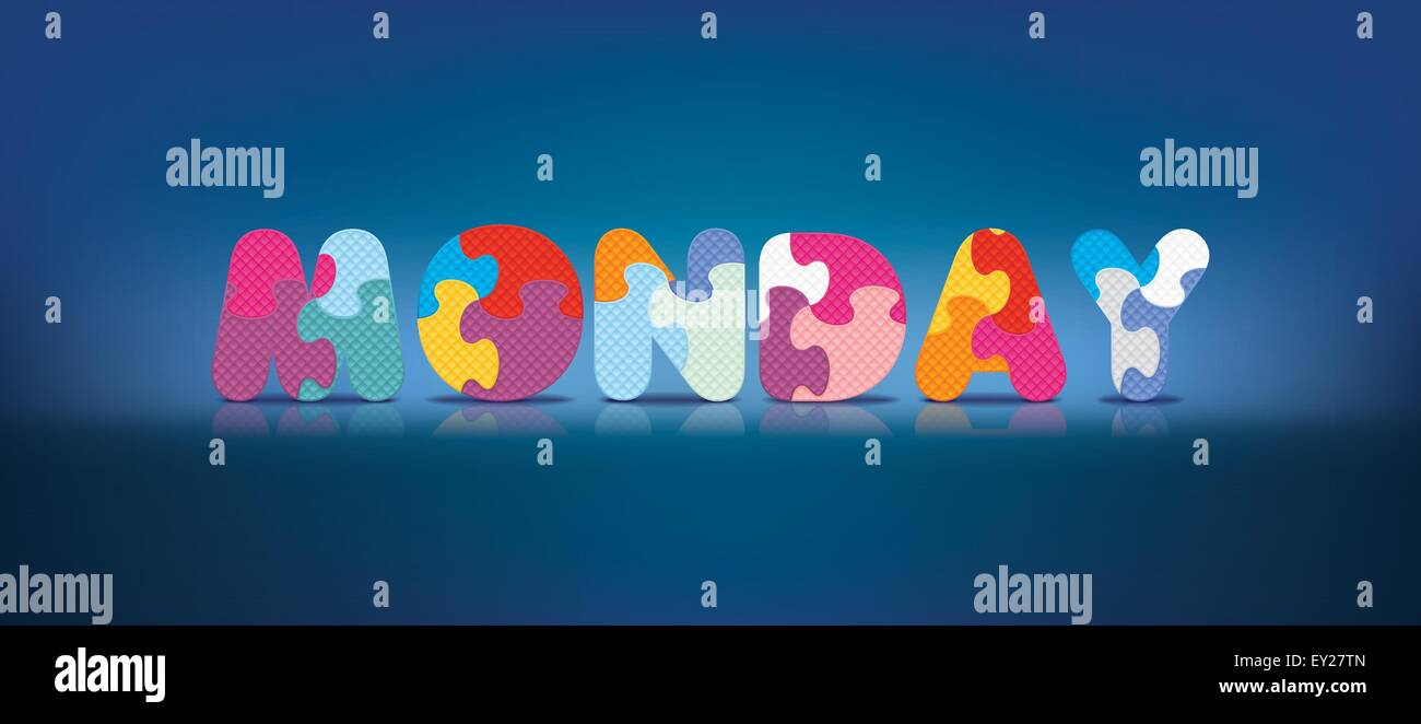 MONDAY written with alphabet puzzle - vector illustration Stock Vector ...