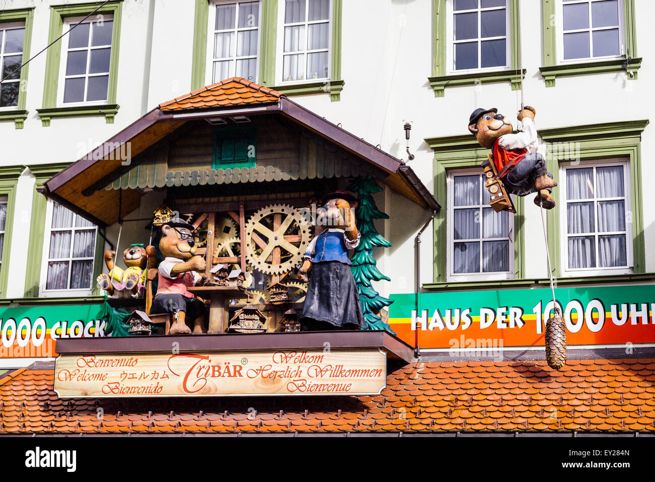 Close up of exterior of Haus der 1000 Uhren, Triberg, Black Forest, Germany Stock Photo