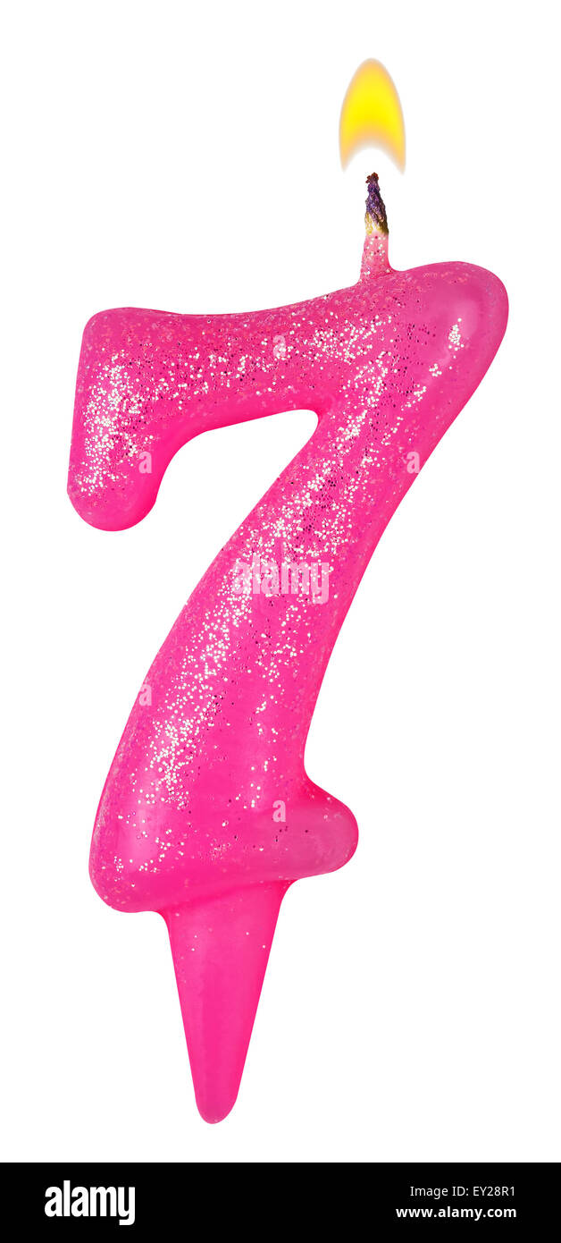 Birthday candles number seven isolated on white Stock Photo Alamy