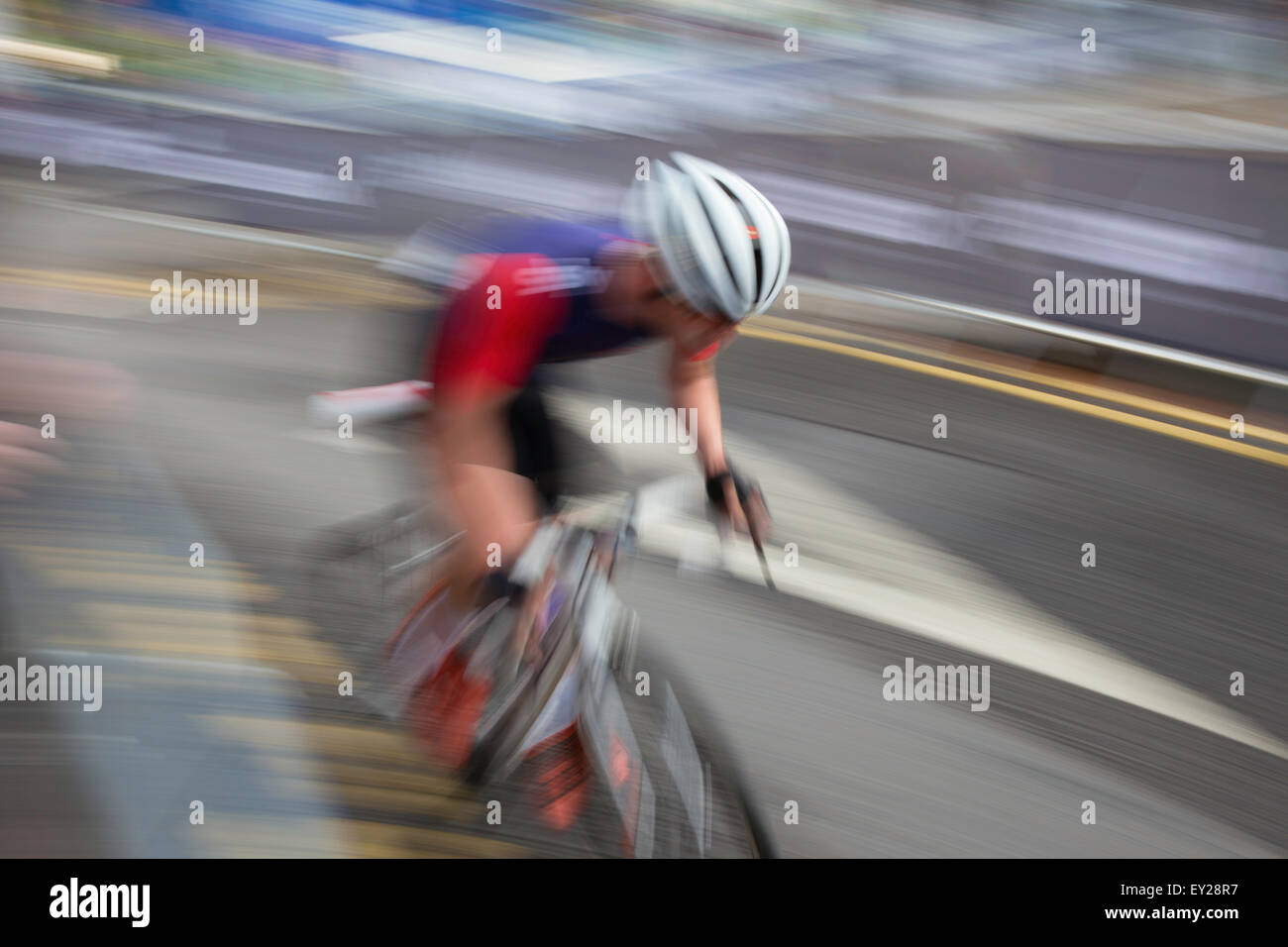 Motion blur at a cycle road race, England, UK Stock Photo