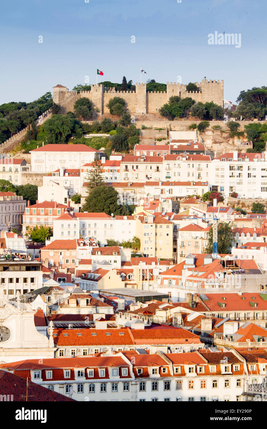 Panoramic view of Lisbon from Miradouro de Sao Pedro de Alcantara, Portugal Stock Photo