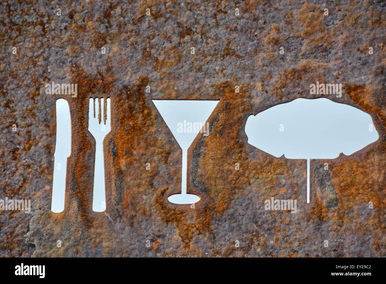 Rusty Oxidated Restaurant Sign Stock Photo - Alamy