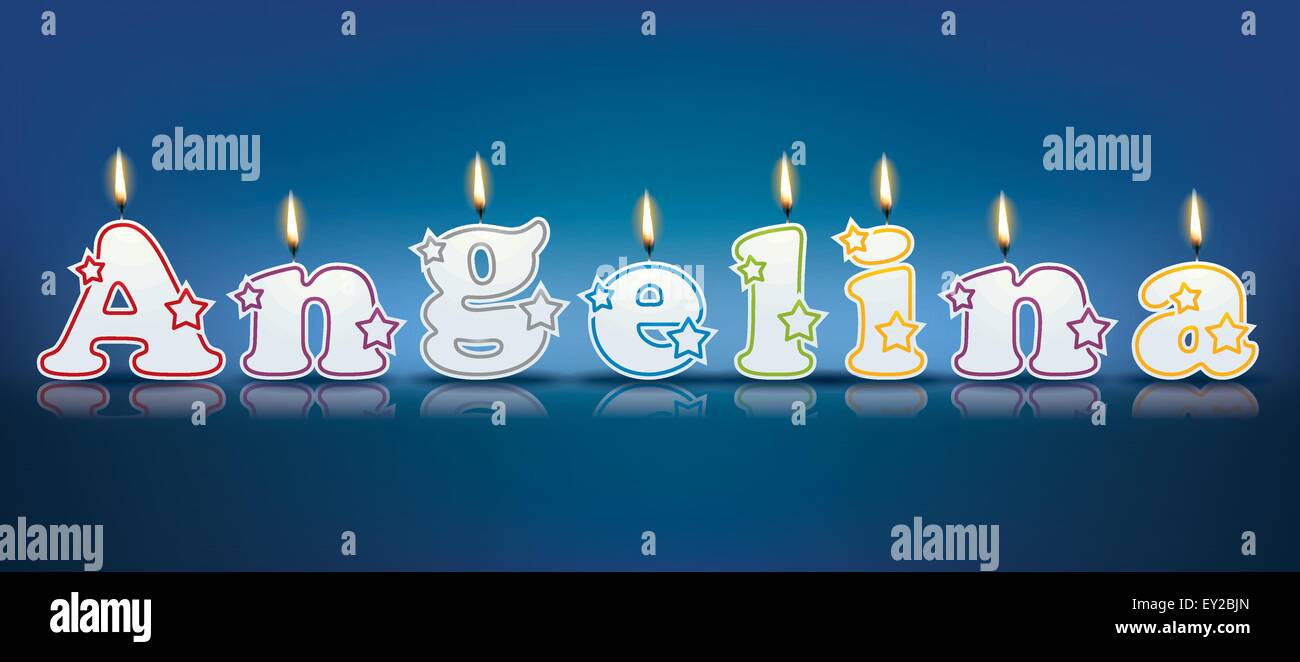 ANGELINA written with burning candles - vector illustration Stock ...