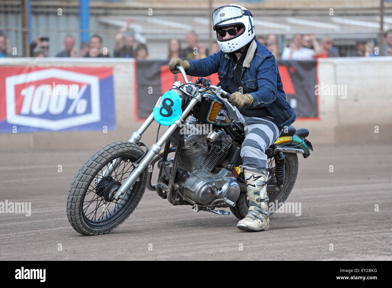 Kings Lynn, Norfolk, UK. 18/07/2015. Rider in the Chopper race at Dirt