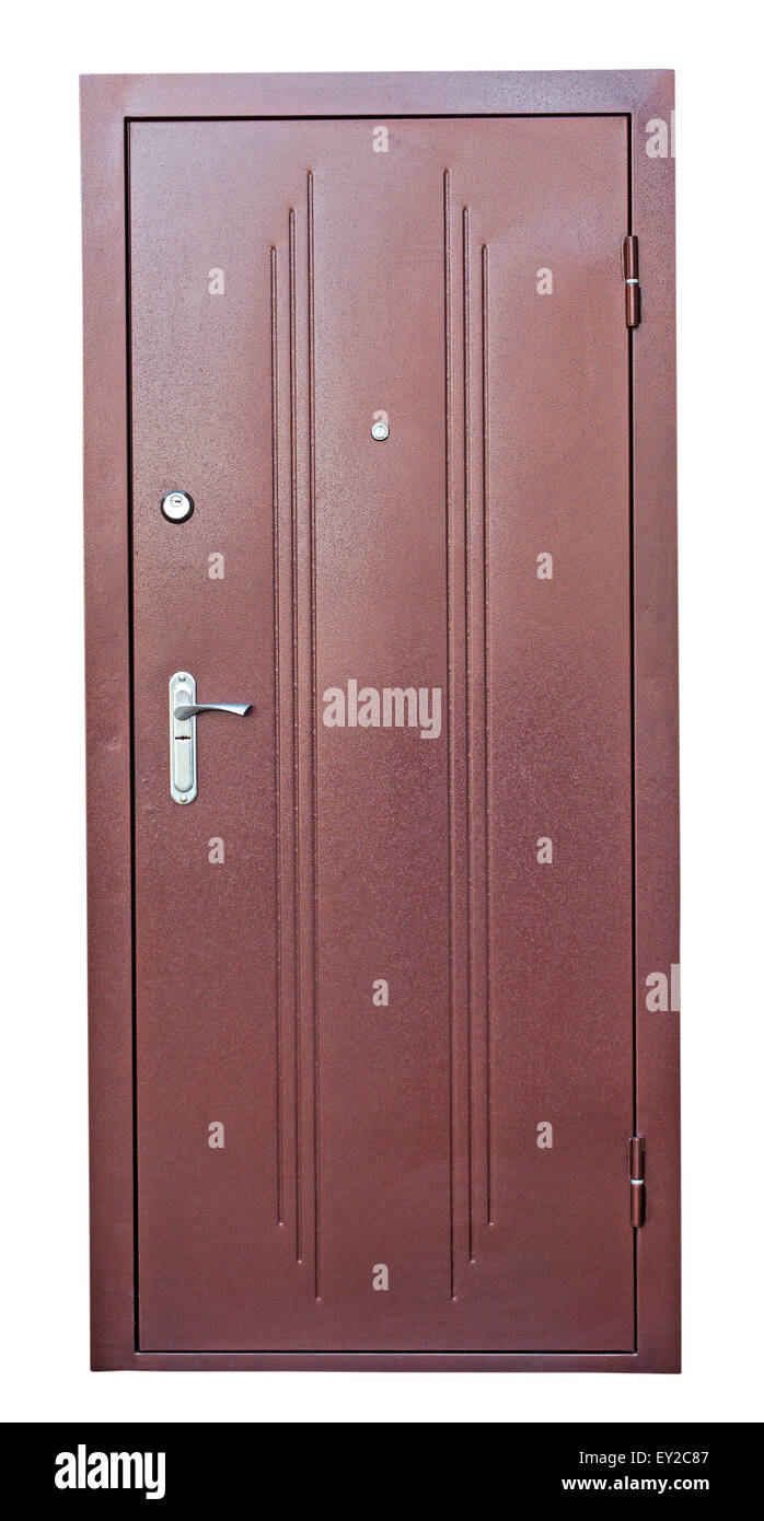 Steel brown doors isolated Stock Photo