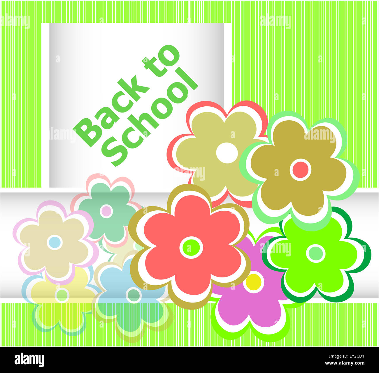 Back to school invitation card with flowers, education concept Stock Photo