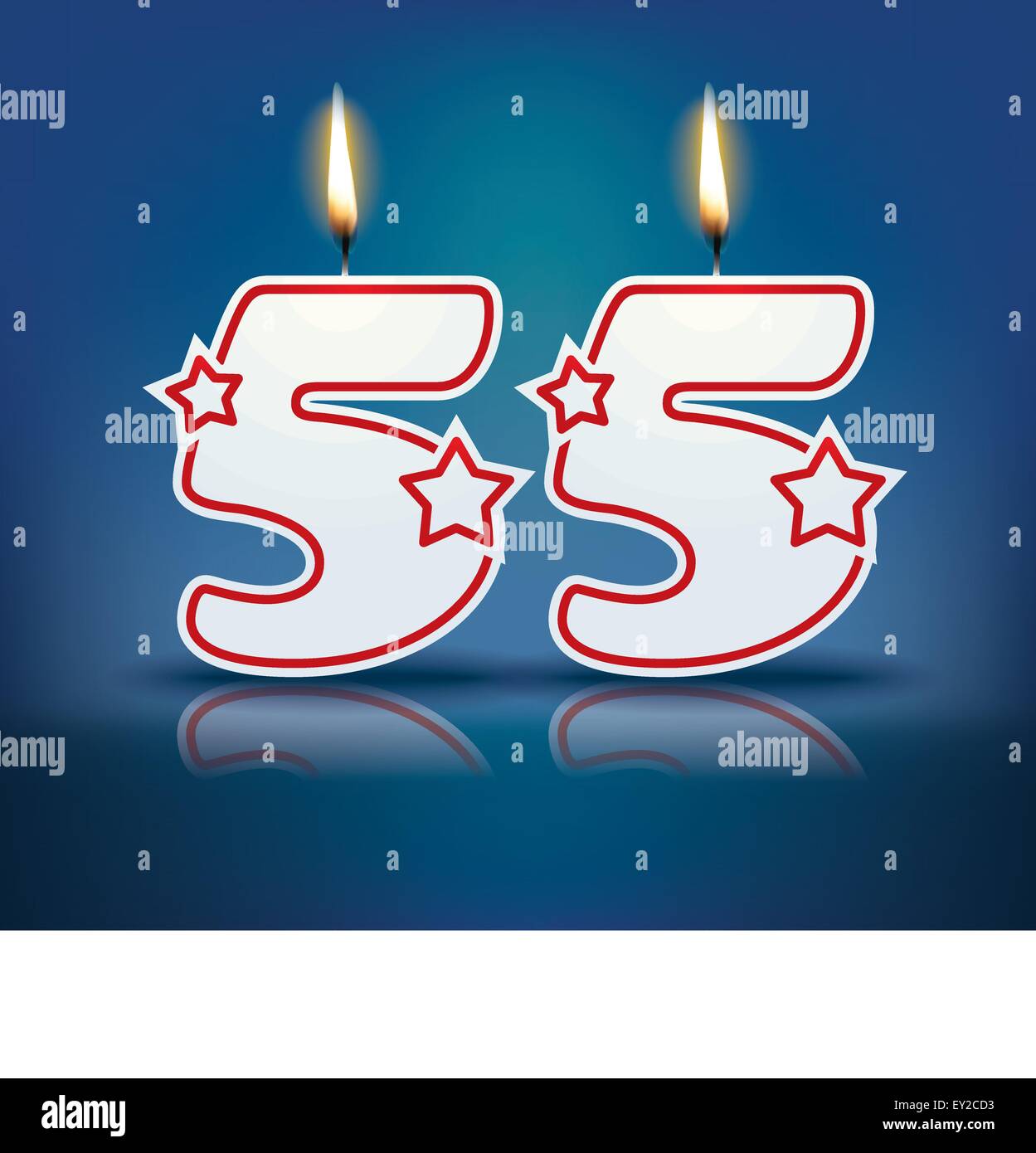 Birthday candle number 55 with flame - eps 10 vector illustration Stock
