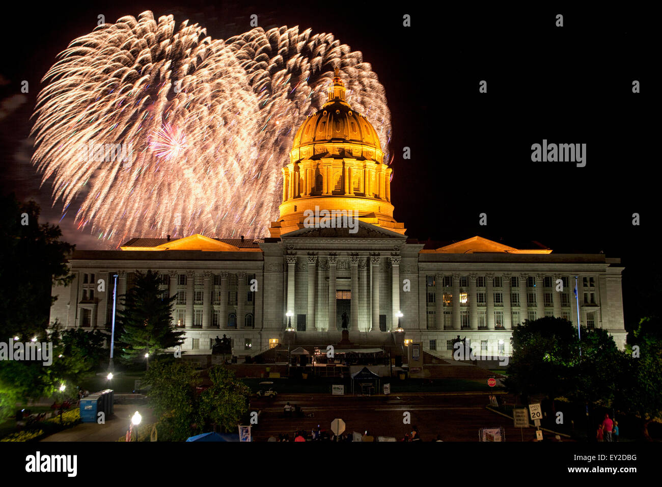 Fireworks at Missouri Capitol in Jefferson City, Missouri Stock Photo