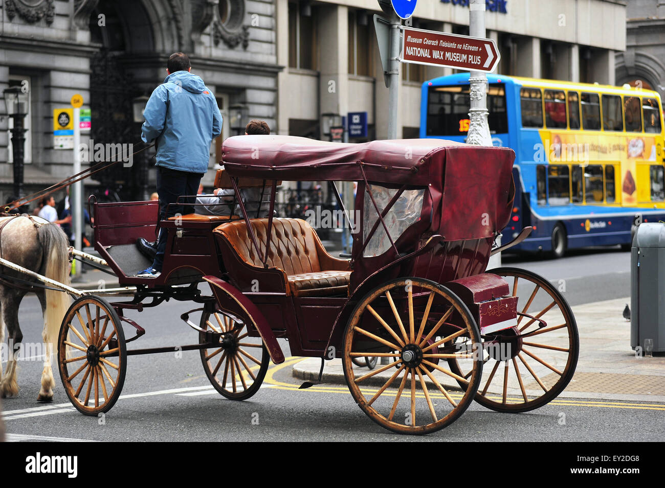 A tourist horse and buggy in the streets of Dublin in Ireland Stock