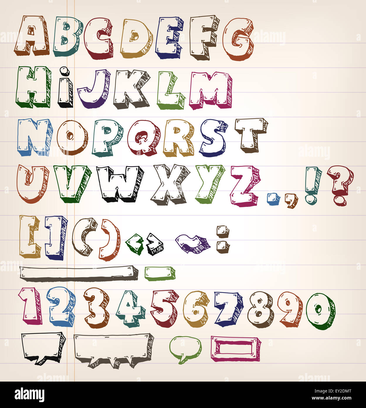 Illustration of a set of hand drawn sketched and doodled ABC letters ...