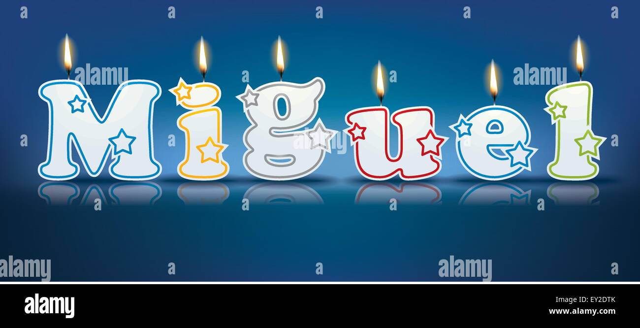 birthday candle name high resolution stock photography and images alamy https www alamy com stock photo miguel written with burning candles vector illustration 85491971 html