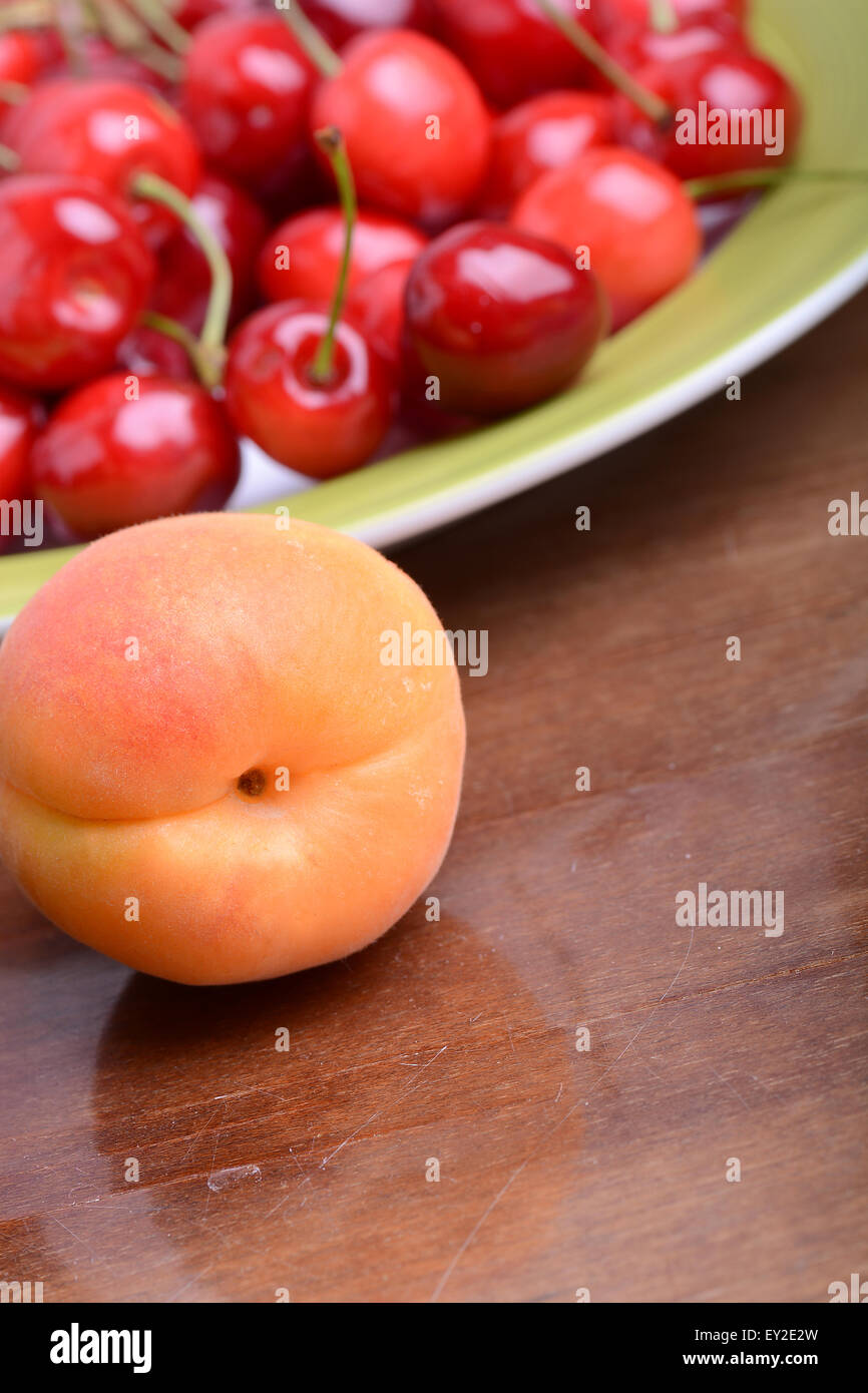 Summer Fruits, cherries, apricots Stock Photo