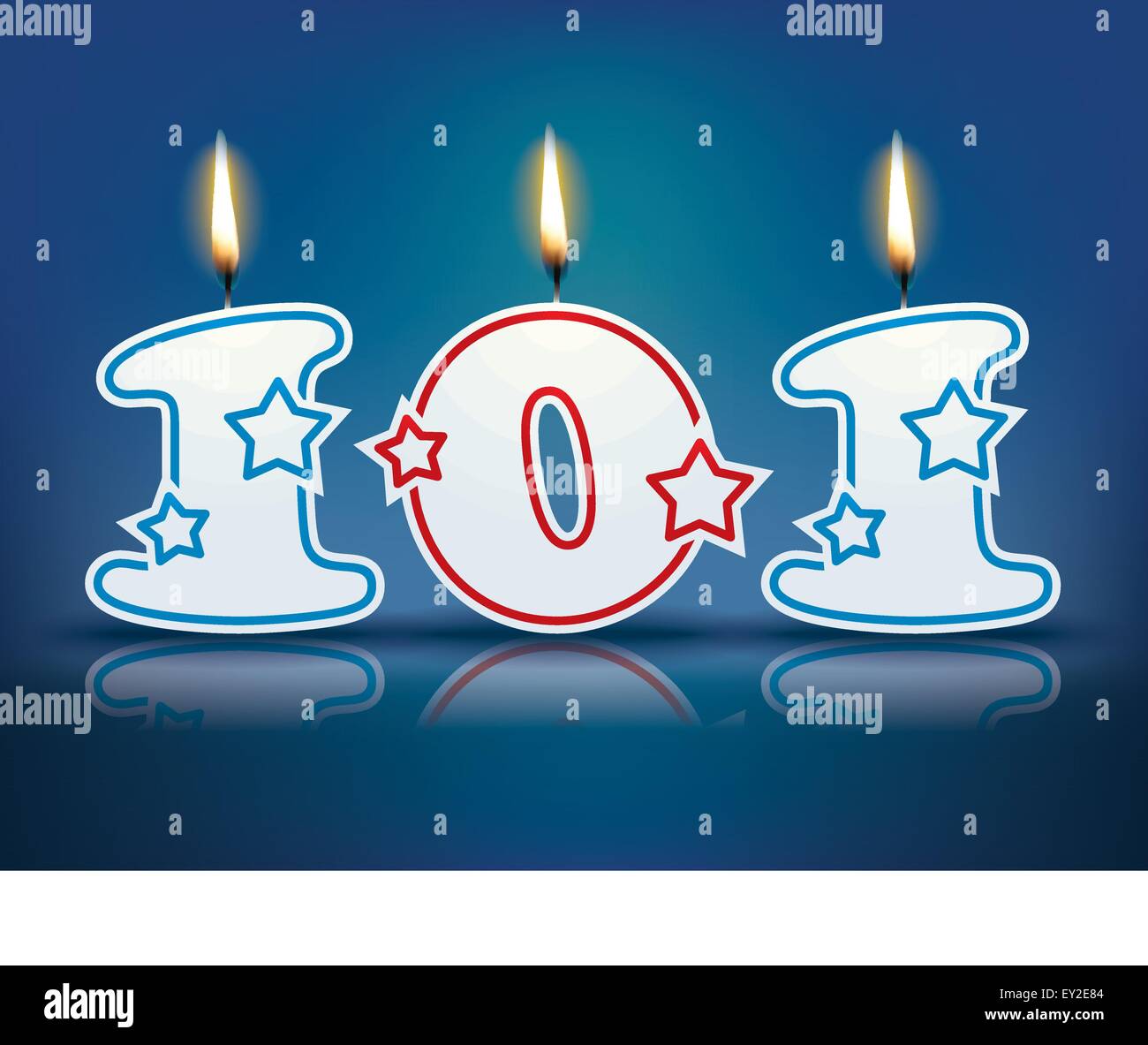 Birthday candle number 101 with flame eps 10 vector illustration