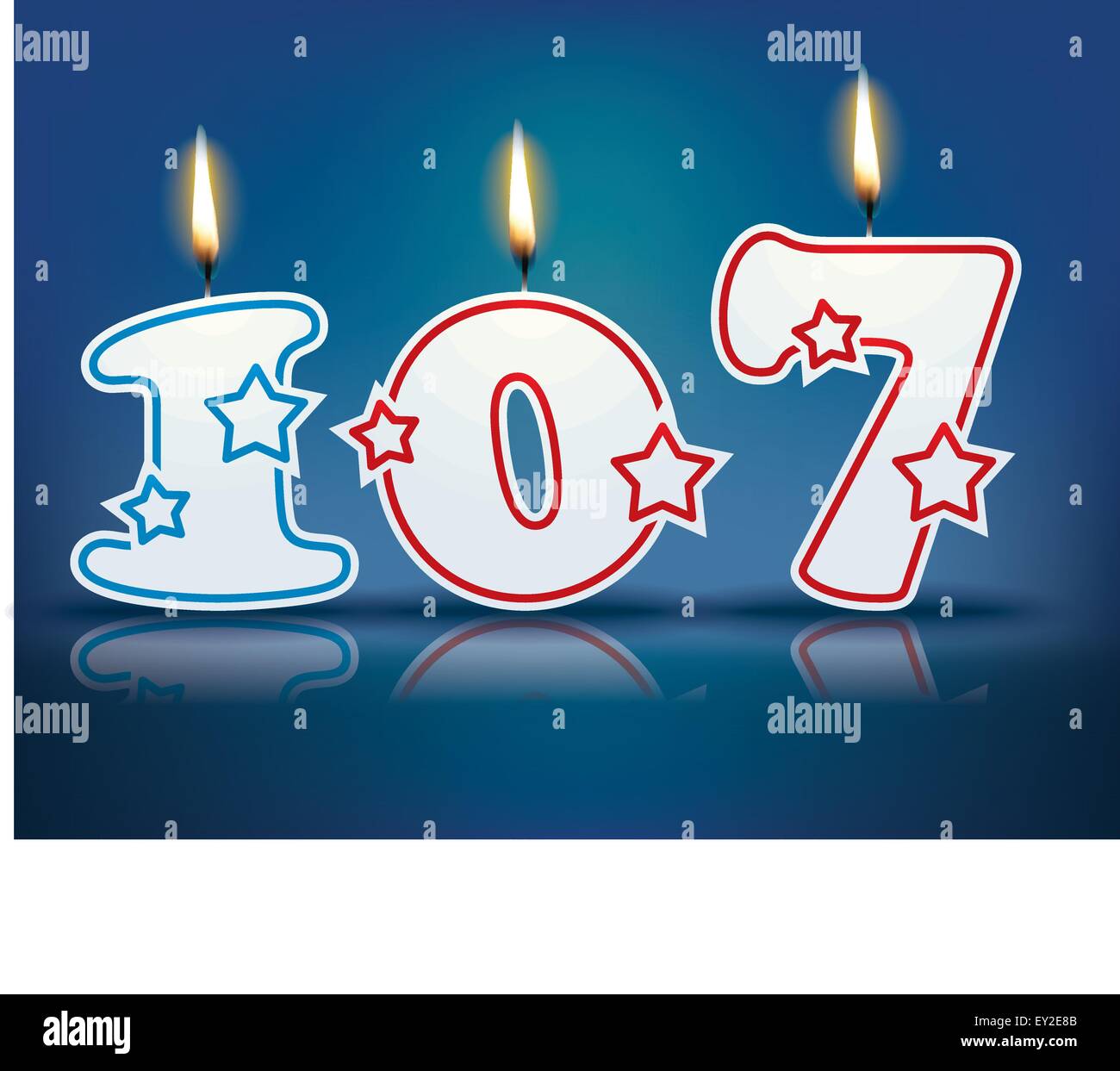 Birthday candle number 107 with flame - eps 10 vector illustration ...