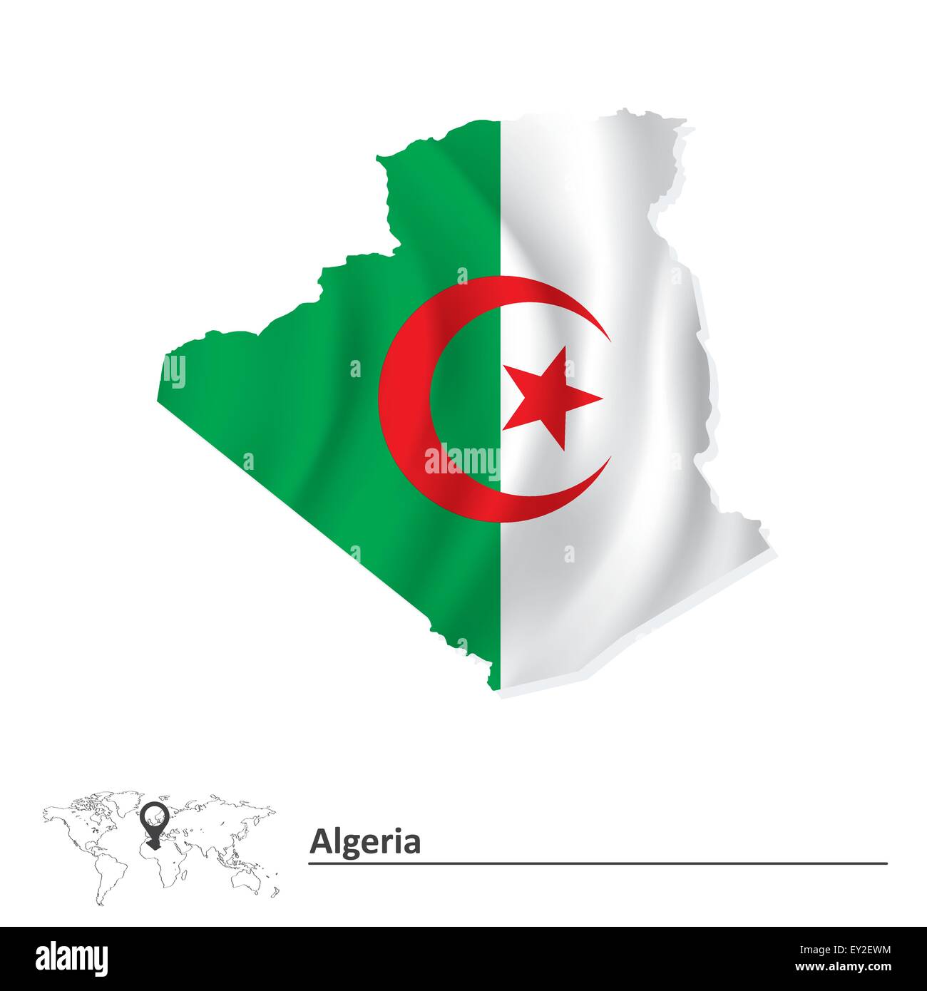 Map of Algeria with flag - vector illustration Stock Vector
