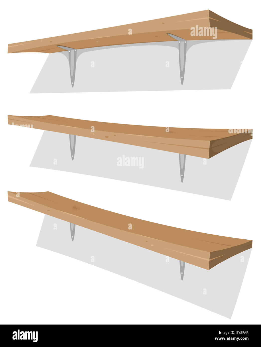 Illustration Of Cartoon Garage Wood Storage Shelves Set On The