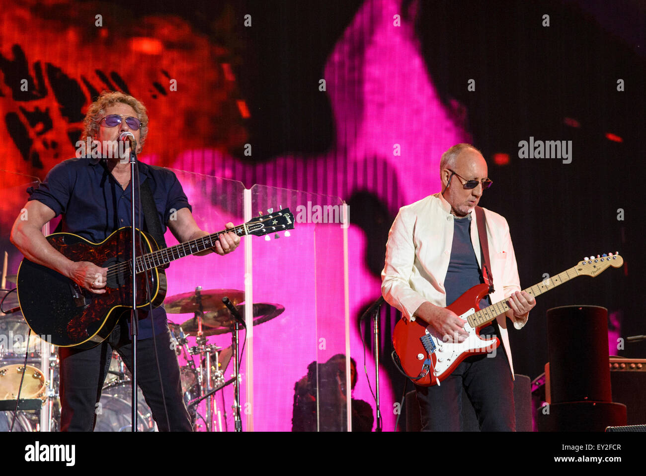 The Who plays Glastonbury Festival at Worthy Farm on 28/06/2015 at Worthy Farm, Glastonbury.  Persons pictured: Roger Daltrey, Pete Townshend. Picture by Julie Edwards Stock Photo