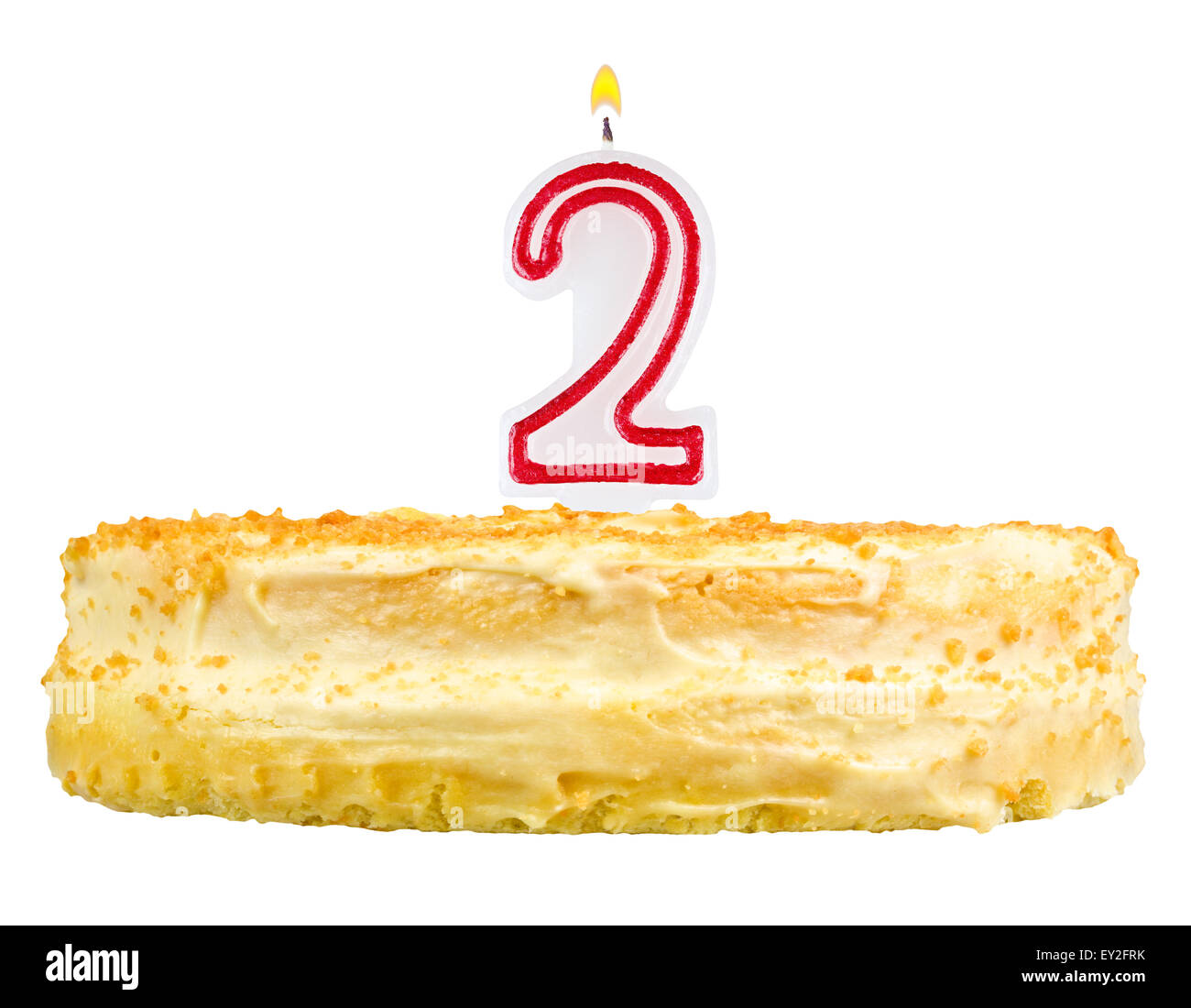 birthday cake number two isolated on white Stock Photo