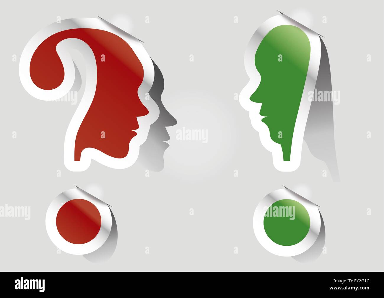 Unusual exclamation mark, question mark, face, faces Stock Photo