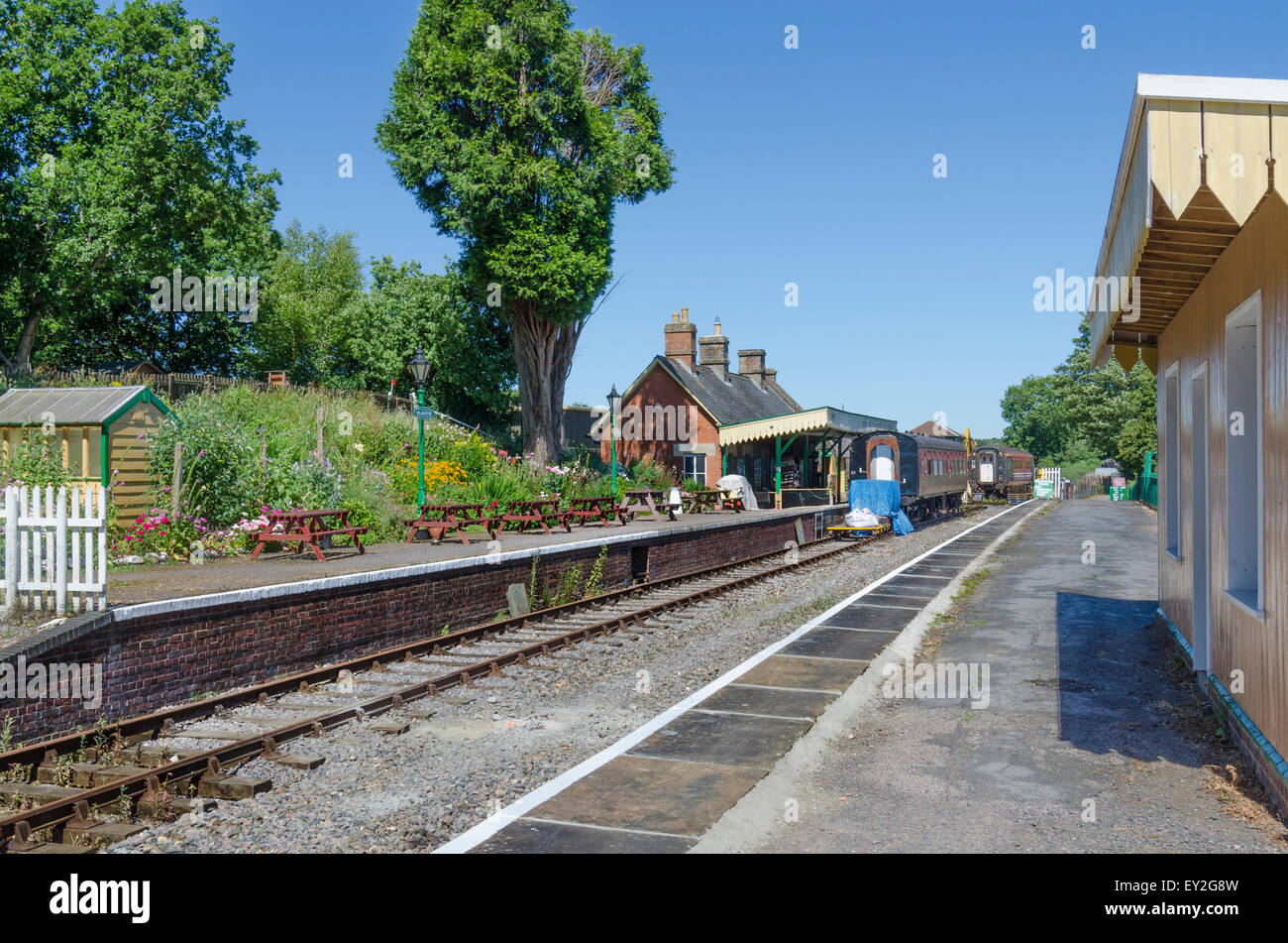 North Dorset Railway Trust, Shillingstone Railway Station platform Stock Photo
