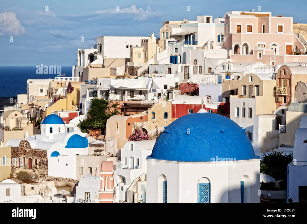 view of oia town in santorini greece Stock Photo