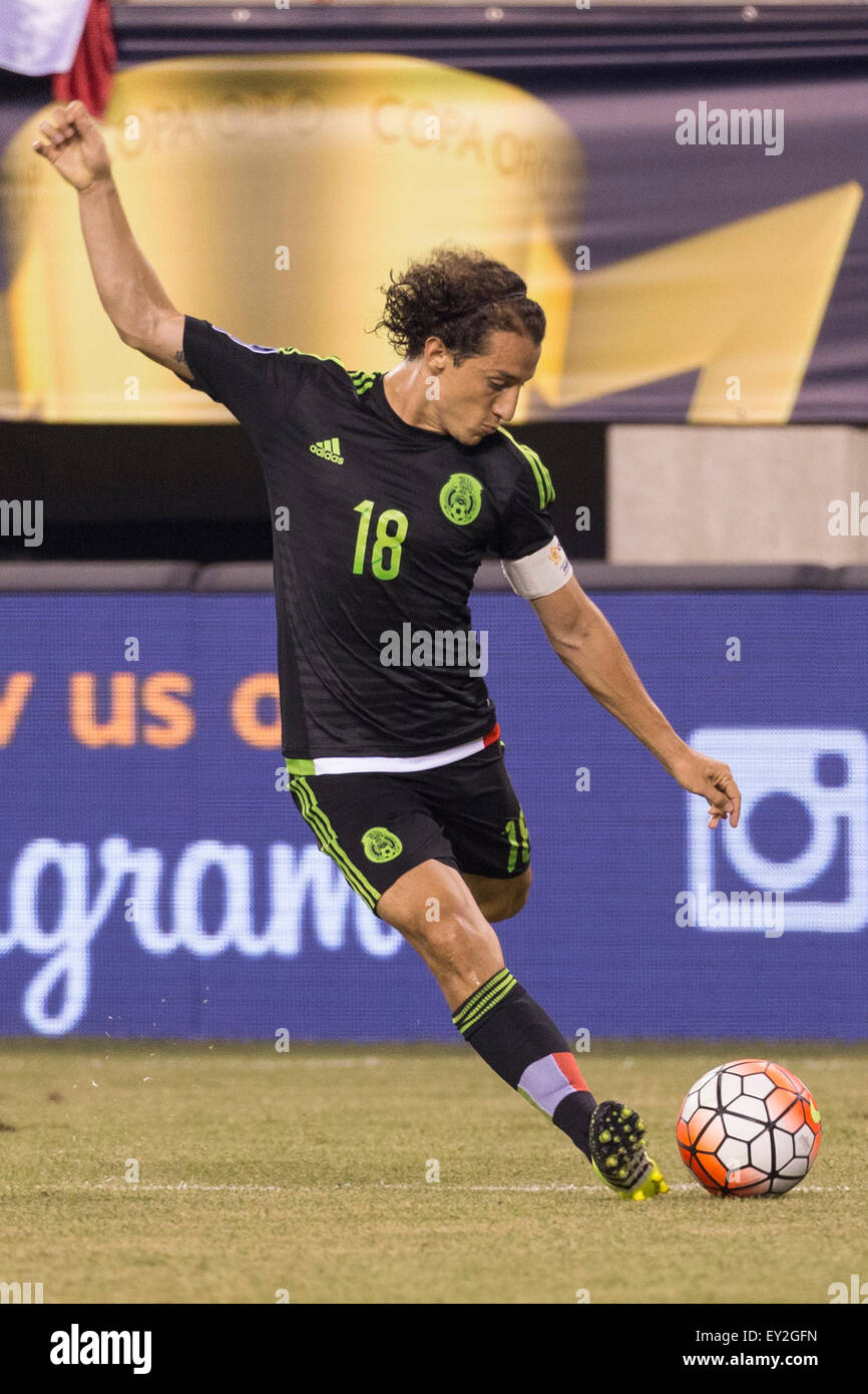 July 19, 2015: Mexico midfielder Andres Guardado (18) in action during the CONCACAF Gold Cup 2015 Quarterfinal match between the Costa Rica and Mexico at MetLife Stadium in East Rutherford, New Jersey. Mexico won 1-0. (Christopher Szagola/Cal Sport Media) Stock Photo