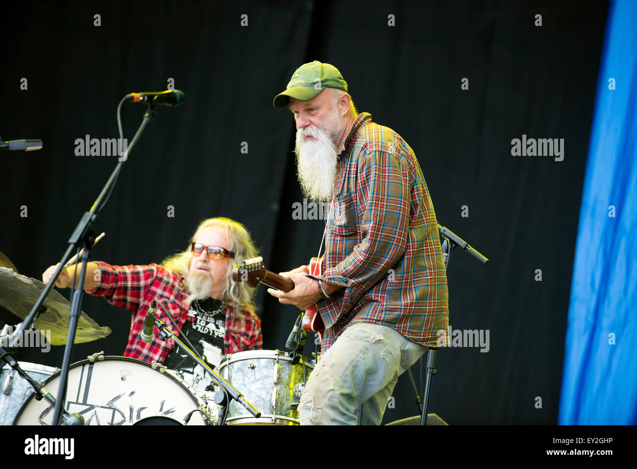 Seasick Steve performs on the main stage at T In The Park Festival at Strathallan Castle on July 11, 2015 Stock Photo