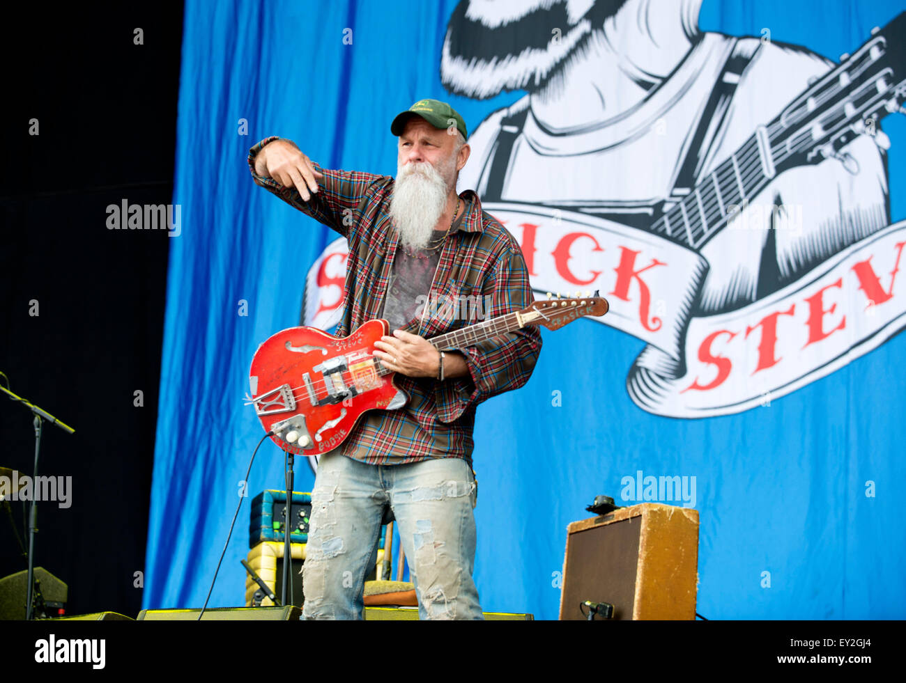 Seasick Steve performs on the main stage at T In The Park Festival at Strathallan Castle on July 11, 2015 Stock Photo