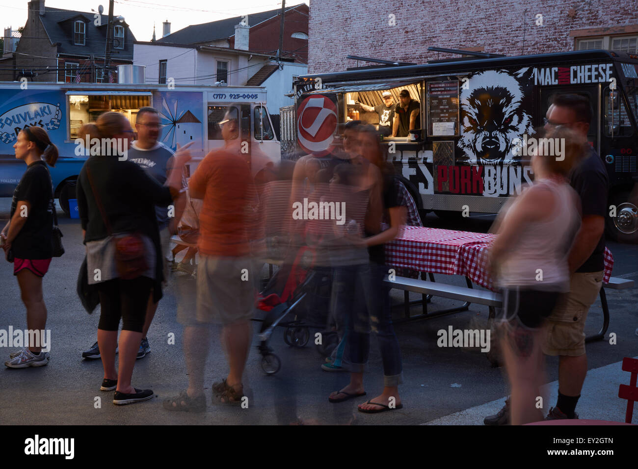 Food Truck Pod, Lancaster, Pennsylvania, USA Stock Photo Alamy