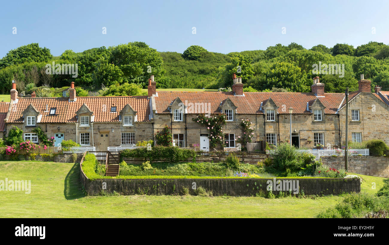 Cottages at Sandsend on the North Yorkshire Coast, July 2015 Stock