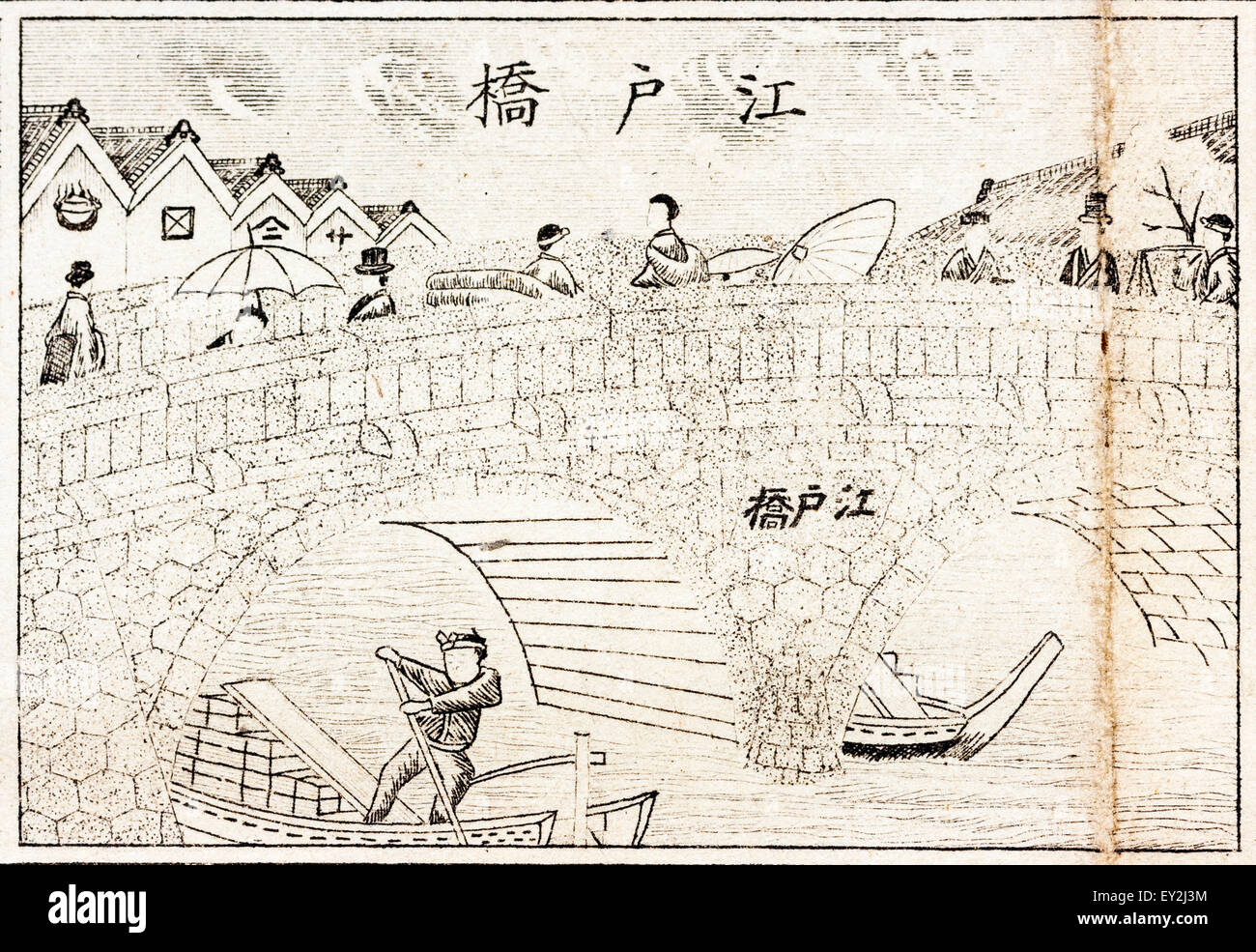 Japan 18 Map Of Tokyo Edo Detail Margin Line Panel Drawing Of Stock Photo Alamy