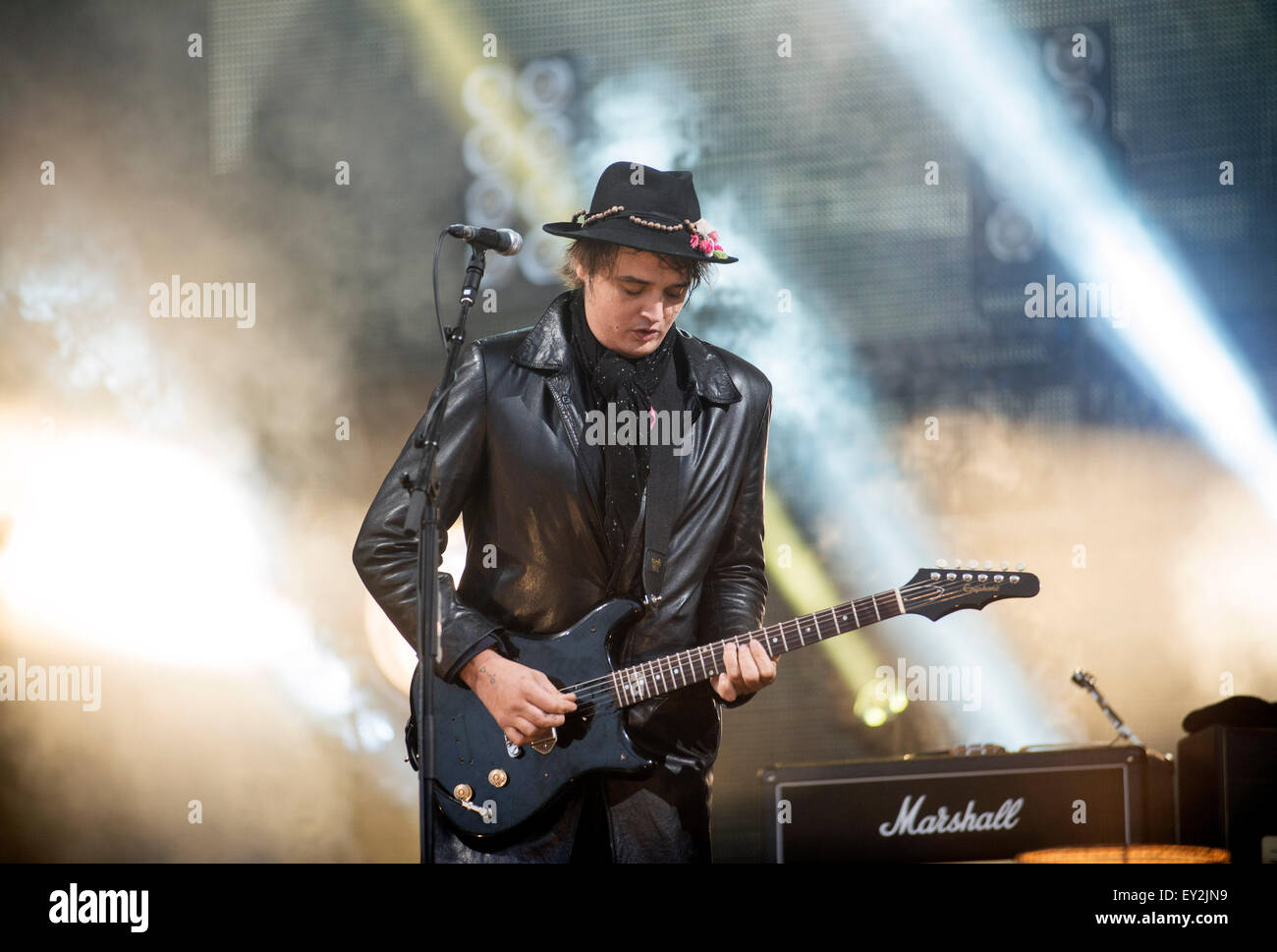 Pete Doherty of The Libertines perform at the main stage on day two of the  T In The Park Festival Stock Photo