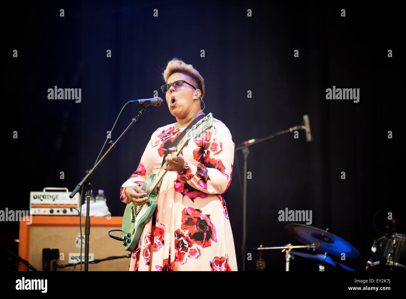 Brittany Howard of Alabama Shakes performs on the main stage at the  T In The Park Festival Stock Photo